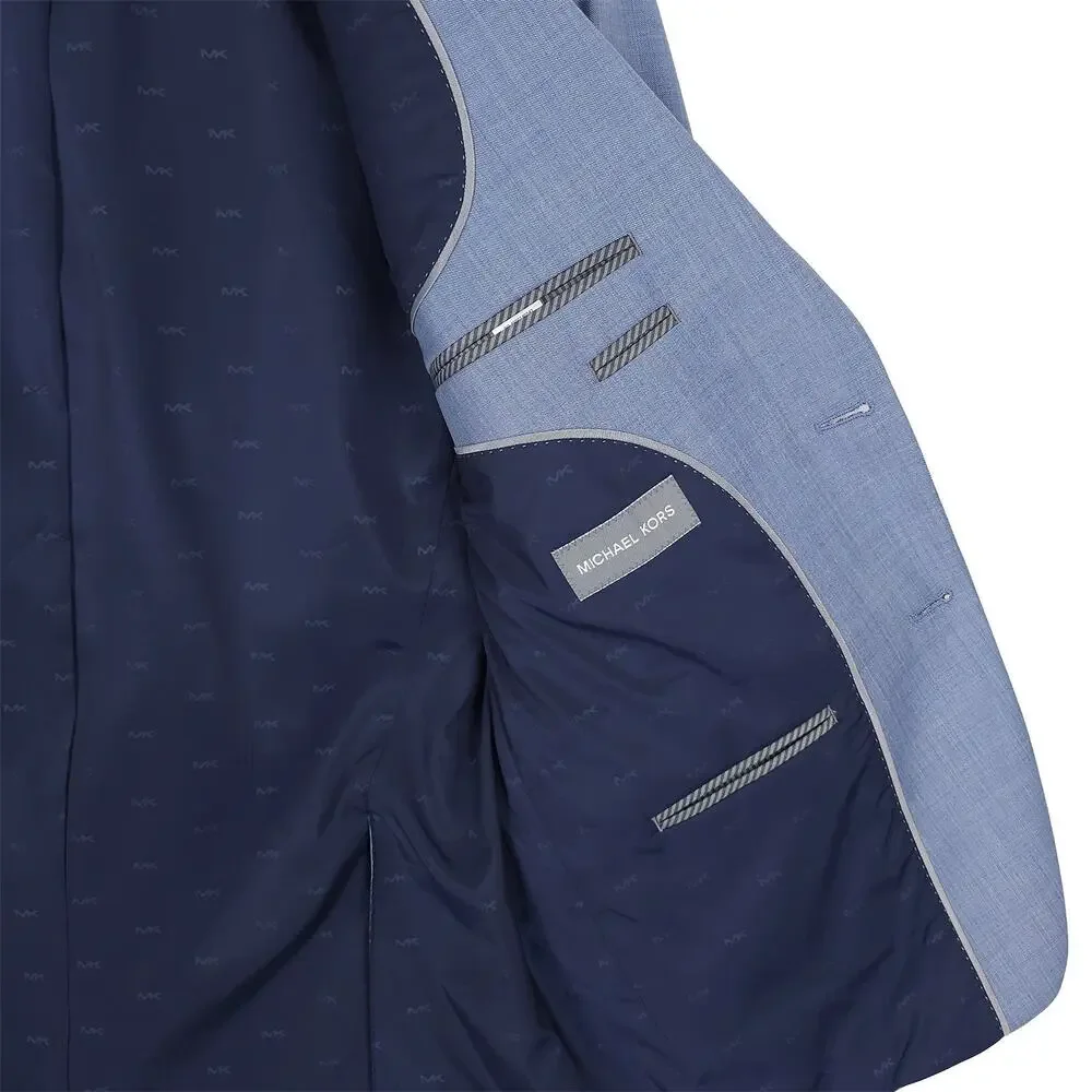 Michael Kors Mens Classic Fit Suit Jacket 50R Light Blue Solid Stretch Wool NWT